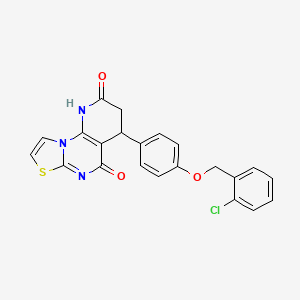 molecular formula C22H16ClN3O3S B4328011 4-{4-[(2-chlorobenzyl)oxy]phenyl}-3,4-dihydro-2H-pyrido[3,2-e][1,3]thiazolo[3,2-a]pyrimidine-2,5(1H)-dione 