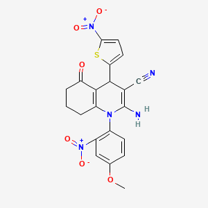 molecular formula C21H17N5O6S B4328028 2-amino-1-(4-methoxy-2-nitrophenyl)-4-(5-nitro-2-thienyl)-5-oxo-1,4,5,6,7,8-hexahydroquinoline-3-carbonitrile 