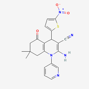 molecular formula C21H19N5O3S B4328036 2-amino-7,7-dimethyl-4-(5-nitro-2-thienyl)-5-oxo-1-pyridin-3-yl-1,4,5,6,7,8-hexahydroquinoline-3-carbonitrile 