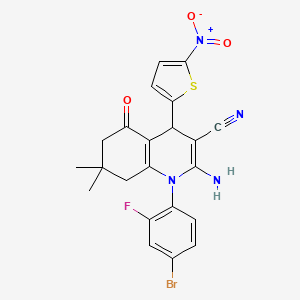 molecular formula C22H18BrFN4O3S B4328038 2-amino-1-(4-bromo-2-fluorophenyl)-7,7-dimethyl-4-(5-nitro-2-thienyl)-5-oxo-1,4,5,6,7,8-hexahydroquinoline-3-carbonitrile 