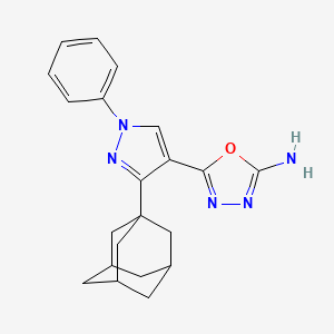 molecular formula C21H23N5O B4328079 5-[3-(1-adamantyl)-1-phenyl-1H-pyrazol-4-yl]-1,3,4-oxadiazol-2-amine 