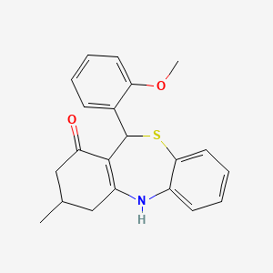 molecular formula C21H21NO2S B4328081 11-(2-methoxyphenyl)-3-methyl-3,4,5,11-tetrahydrodibenzo[b,e][1,4]thiazepin-1(2H)-one 