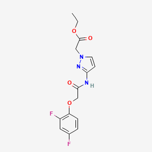 molecular formula C15H15F2N3O4 B4328085 ethyl (3-{[(2,4-difluorophenoxy)acetyl]amino}-1H-pyrazol-1-yl)acetate 