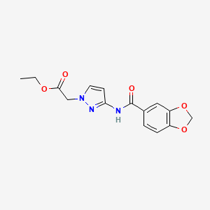 molecular formula C15H15N3O5 B4328089 ethyl {3-[(1,3-benzodioxol-5-ylcarbonyl)amino]-1H-pyrazol-1-yl}acetate 