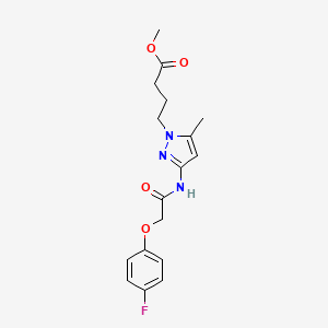 molecular formula C17H20FN3O4 B4328095 methyl 4-(3-{[(4-fluorophenoxy)acetyl]amino}-5-methyl-1H-pyrazol-1-yl)butanoate 