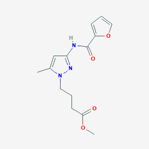 molecular formula C14H17N3O4 B4328102 methyl 4-[3-(2-furoylamino)-5-methyl-1H-pyrazol-1-yl]butanoate 