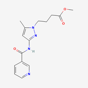 molecular formula C15H18N4O3 B4328105 methyl 4-{5-methyl-3-[(pyridin-3-ylcarbonyl)amino]-1H-pyrazol-1-yl}butanoate 