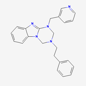 molecular formula C23H23N5 B4328110 3-(2-phenylethyl)-1-(pyridin-3-ylmethyl)-1,2,3,4-tetrahydro[1,3,5]triazino[1,2-a]benzimidazole 