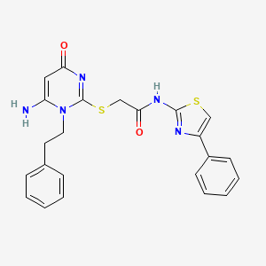 molecular formula C23H21N5O2S2 B4328121 2-{[6-amino-4-oxo-1-(2-phenylethyl)-1,4-dihydropyrimidin-2-yl]thio}-N-(4-phenyl-1,3-thiazol-2-yl)acetamide 