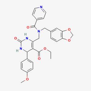 ethyl 6-{[(1,3-benzodioxol-5-ylmethyl)(isonicotinoyl)amino]methyl}-4-(4-methoxyphenyl)-2-oxo-1,2,3,4-tetrahydropyrimidine-5-carboxylate