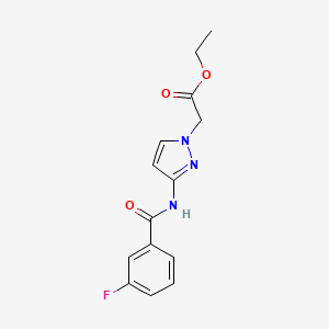molecular formula C14H14FN3O3 B4328176 ethyl {3-[(3-fluorobenzoyl)amino]-1H-pyrazol-1-yl}acetate 