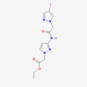 molecular formula C12H14IN5O3 B4328179 ethyl (3-{[(4-iodo-1H-pyrazol-1-yl)acetyl]amino}-1H-pyrazol-1-yl)acetate 