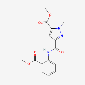 molecular formula C15H15N3O5 B4328190 methyl 3-({[2-(methoxycarbonyl)phenyl]amino}carbonyl)-1-methyl-1H-pyrazole-5-carboxylate 