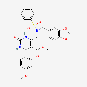 molecular formula C29H29N3O8S B4328205 ethyl 6-{[(1,3-benzodioxol-5-ylmethyl)(phenylsulfonyl)amino]methyl}-4-(4-methoxyphenyl)-2-oxo-1,2,3,4-tetrahydropyrimidine-5-carboxylate 