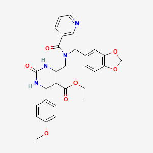 molecular formula C29H28N4O7 B4328207 ethyl 6-{[(1,3-benzodioxol-5-ylmethyl)(pyridin-3-ylcarbonyl)amino]methyl}-4-(4-methoxyphenyl)-2-oxo-1,2,3,4-tetrahydropyrimidine-5-carboxylate 