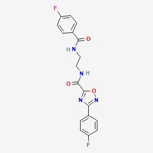 molecular formula C18H14F2N4O3 B4328208 N-{2-[(4-fluorobenzoyl)amino]ethyl}-3-(4-fluorophenyl)-1,2,4-oxadiazole-5-carboxamide 