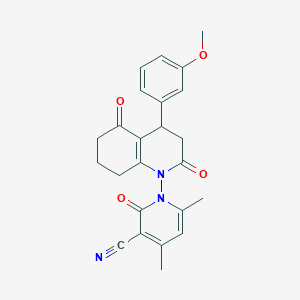 molecular formula C24H23N3O4 B4328254 1-[4-(3-methoxyphenyl)-2,5-dioxo-3,4,5,6,7,8-hexahydroquinolin-1(2H)-yl]-4,6-dimethyl-2-oxo-1,2-dihydropyridine-3-carbonitrile 