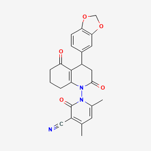 molecular formula C24H21N3O5 B4328261 1-[4-(1,3-benzodioxol-5-yl)-2,5-dioxo-3,4,5,6,7,8-hexahydroquinolin-1(2H)-yl]-4,6-dimethyl-2-oxo-1,2-dihydropyridine-3-carbonitrile 