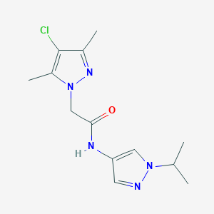 molecular formula C13H18ClN5O B4328287 2-(4-chloro-3,5-dimethyl-1H-pyrazol-1-yl)-N-(1-isopropyl-1H-pyrazol-4-yl)acetamide 
