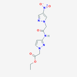 molecular formula C12H14N6O5 B4328332 ethyl (3-{[(4-nitro-1H-pyrazol-1-yl)acetyl]amino}-1H-pyrazol-1-yl)acetate 