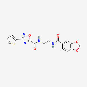 molecular formula C17H14N4O5S B4328350 N-{2-[(1,3-benzodioxol-5-ylcarbonyl)amino]ethyl}-3-(2-thienyl)-1,2,4-oxadiazole-5-carboxamide 