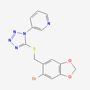 molecular formula C14H10BrN5O2S B4328374 3-(5-{[(6-bromo-1,3-benzodioxol-5-yl)methyl]thio}-1H-tetrazol-1-yl)pyridine 