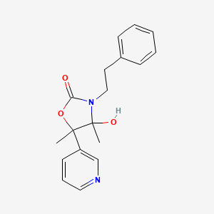 molecular formula C18H20N2O3 B4328376 4-hydroxy-4,5-dimethyl-3-(2-phenylethyl)-5-pyridin-3-yl-1,3-oxazolidin-2-one 