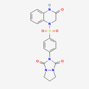 molecular formula C19H17N5O5S B4328413 2-{4-[(3-oxo-3,4-dihydroquinoxalin-1(2H)-yl)sulfonyl]phenyl}dihydro-1H,5H-pyrazolo[1,2-a][1,2,4]triazole-1,3(2H)-dione 