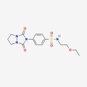 molecular formula C15H20N4O5S B4328415 4-(1,3-dioxodihydro-1H,5H-pyrazolo[1,2-a][1,2,4]triazol-2(3H)-yl)-N-(2-ethoxyethyl)benzenesulfonamide 