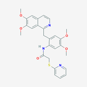 molecular formula C27H27N3O5S B4328420 N-{2-[(6,7-dimethoxyisoquinolin-1-yl)methyl]-4,5-dimethoxyphenyl}-2-(pyridin-2-ylthio)acetamide 