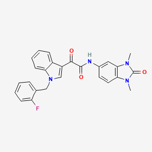 molecular formula C26H21FN4O3 B4328435 N-(1,3-dimethyl-2-oxo-2,3-dihydro-1H-benzimidazol-5-yl)-2-[1-(2-fluorobenzyl)-1H-indol-3-yl]-2-oxoacetamide 