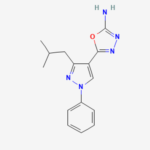 molecular formula C15H17N5O B4328465 5-(3-isobutyl-1-phenyl-1H-pyrazol-4-yl)-1,3,4-oxadiazol-2-amine 