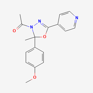molecular formula C17H17N3O3 B4328469 4-[4-acetyl-5-(4-methoxyphenyl)-5-methyl-4,5-dihydro-1,3,4-oxadiazol-2-yl]pyridine 