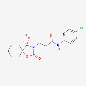 molecular formula C18H23ClN2O4 B4328476 N-(4-chlorophenyl)-3-(4-hydroxy-4-methyl-2-oxo-1-oxa-3-azaspiro[4.5]dec-3-yl)propanamide 