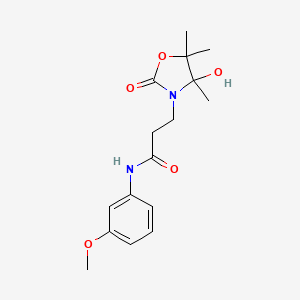 molecular formula C16H22N2O5 B4328483 3-(4-hydroxy-4,5,5-trimethyl-2-oxo-1,3-oxazolidin-3-yl)-N-(3-methoxyphenyl)propanamide 