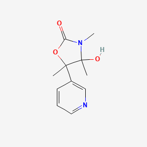 molecular formula C11H14N2O3 B4328553 4-hydroxy-3,4,5-trimethyl-5-pyridin-3-yl-1,3-oxazolidin-2-one 
