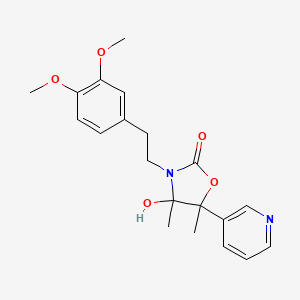 molecular formula C20H24N2O5 B4328560 3-[2-(3,4-dimethoxyphenyl)ethyl]-4-hydroxy-4,5-dimethyl-5-pyridin-3-yl-1,3-oxazolidin-2-one 