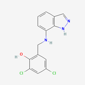 molecular formula C14H11Cl2N3O B4328565 2,4-dichloro-6-[(1H-indazol-7-ylamino)methyl]phenol 
