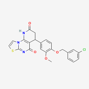 molecular formula C23H18ClN3O4S B4328580 4-{4-[(3-chlorobenzyl)oxy]-3-methoxyphenyl}-3,4-dihydro-2H-pyrido[3,2-e][1,3]thiazolo[3,2-a]pyrimidine-2,5(1H)-dione 