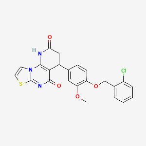 molecular formula C23H18ClN3O4S B4328587 4-{4-[(2-chlorobenzyl)oxy]-3-methoxyphenyl}-3,4-dihydro-2H-pyrido[3,2-e][1,3]thiazolo[3,2-a]pyrimidine-2,5(1H)-dione 
