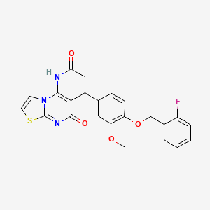 molecular formula C23H18FN3O4S B4328597 4-{4-[(2-fluorobenzyl)oxy]-3-methoxyphenyl}-3,4-dihydro-2H-pyrido[3,2-e][1,3]thiazolo[3,2-a]pyrimidine-2,5(1H)-dione 