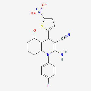 molecular formula C20H15FN4O3S B4328613 2-amino-1-(4-fluorophenyl)-4-(5-nitro-2-thienyl)-5-oxo-1,4,5,6,7,8-hexahydroquinoline-3-carbonitrile 