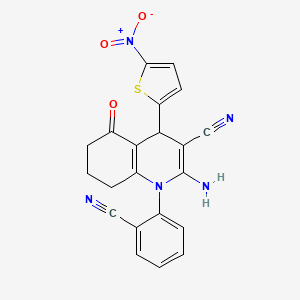 molecular formula C21H15N5O3S B4328618 2-amino-1-(2-cyanophenyl)-4-(5-nitro-2-thienyl)-5-oxo-1,4,5,6,7,8-hexahydroquinoline-3-carbonitrile 