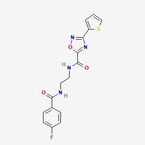 molecular formula C16H13FN4O3S B4328627 N-{2-[(4-fluorobenzoyl)amino]ethyl}-3-(2-thienyl)-1,2,4-oxadiazole-5-carboxamide 