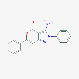 molecular formula C18H13N3O2 B432865 3-amino-2,6-diphenylpyrano[4,3-c]pyrazol-4(2H)-one 