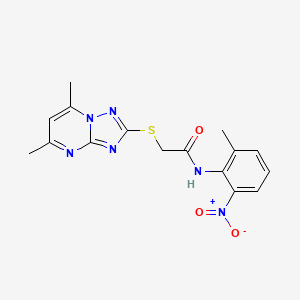 molecular formula C16H16N6O3S B4328660 2-[(5,7-dimethyl[1,2,4]triazolo[1,5-a]pyrimidin-2-yl)thio]-N-(2-methyl-6-nitrophenyl)acetamide 