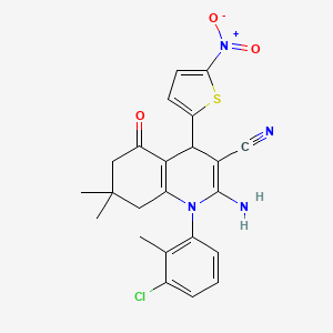 molecular formula C23H21ClN4O3S B4328671 2-amino-1-(3-chloro-2-methylphenyl)-7,7-dimethyl-4-(5-nitro-2-thienyl)-5-oxo-1,4,5,6,7,8-hexahydroquinoline-3-carbonitrile 