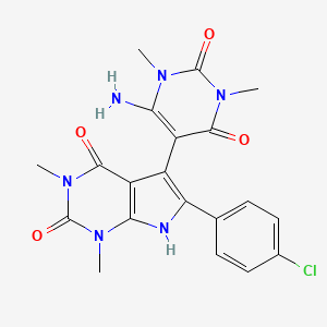 5-(6-amino-1,3-dimethyl-2,4-dioxo-1,2,3,4-tetrahydropyrimidin-5-yl)-6-(4-chlorophenyl)-1,3-dimethyl-1H-pyrrolo[2,3-d]pyrimidine-2,4(3H,7H)-dione