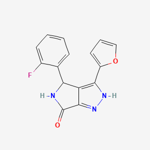 molecular formula C15H10FN3O2 B4328697 4-(2-fluorophenyl)-3-(2-furyl)-4,5-dihydropyrrolo[3,4-c]pyrazol-6(1H)-one 