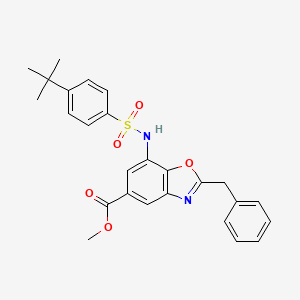 molecular formula C26H26N2O5S B4328701 methyl 2-benzyl-7-{[(4-tert-butylphenyl)sulfonyl]amino}-1,3-benzoxazole-5-carboxylate 